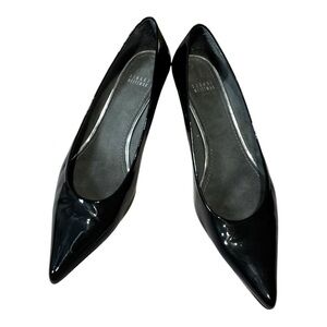 Stuart Weitzman Black Patent Leather "Stuart" Pointed Toe Kitten Heels Size 11